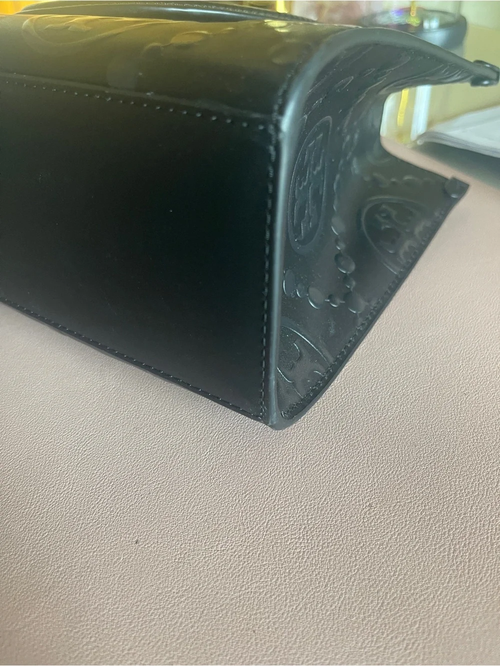 Tory Burch T Monogram Contrast EmbossedSquare Tote